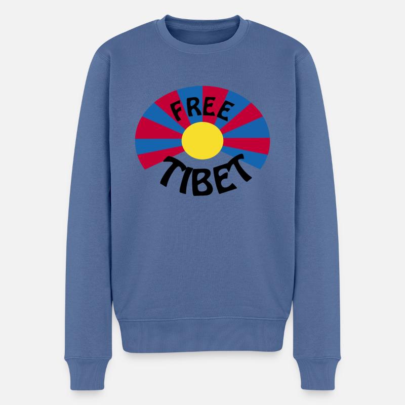 free tibet - Männer Premium Bio Pullover - Taubenblau