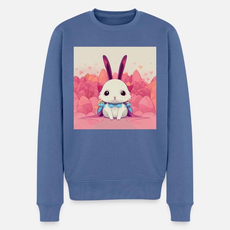 Cute Anime Rabbit - Männer Premium Bio Pullover - Taubenblau