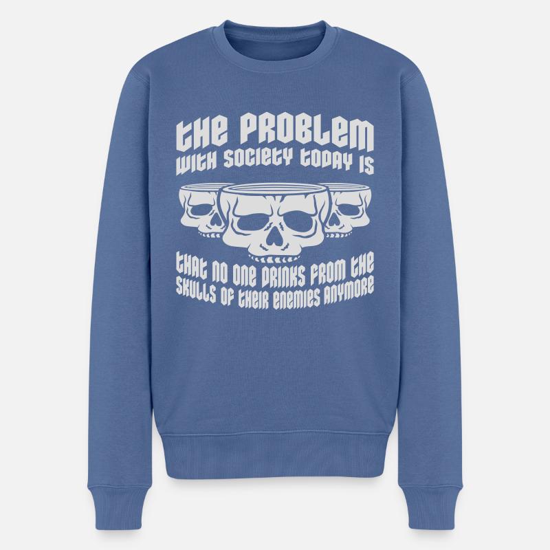 drinks from enemies skulls - Men's Premium Organic Jumper - stone blue