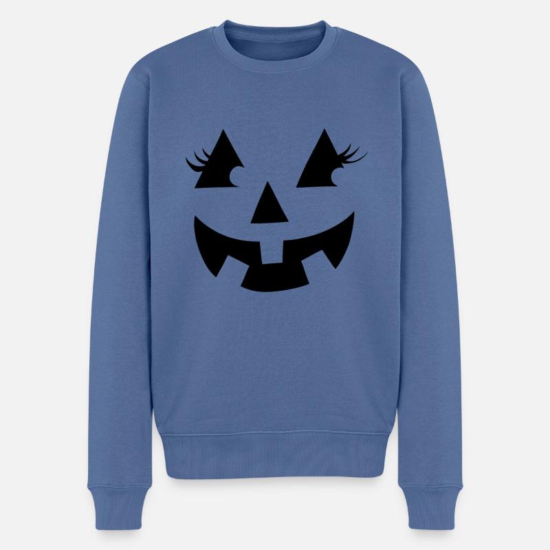 Mignon Jack-o'-lanterne d’Halloween, Jack O’Lantern - Pull Premium bio Homme - bleu pigeon