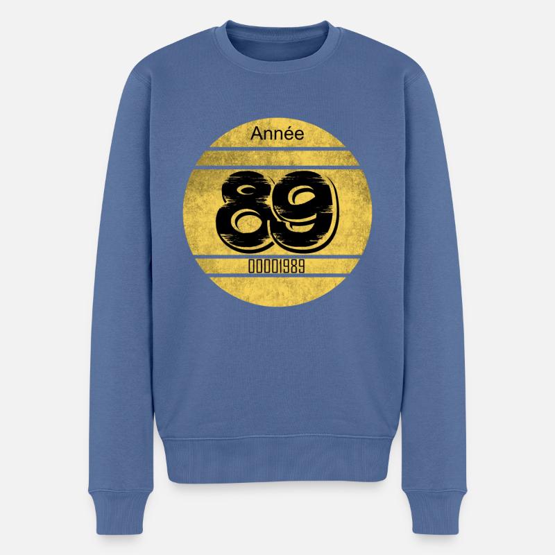 Vignette auto vintage 1989 - Pull Premium bio Homme - bleu pigeon