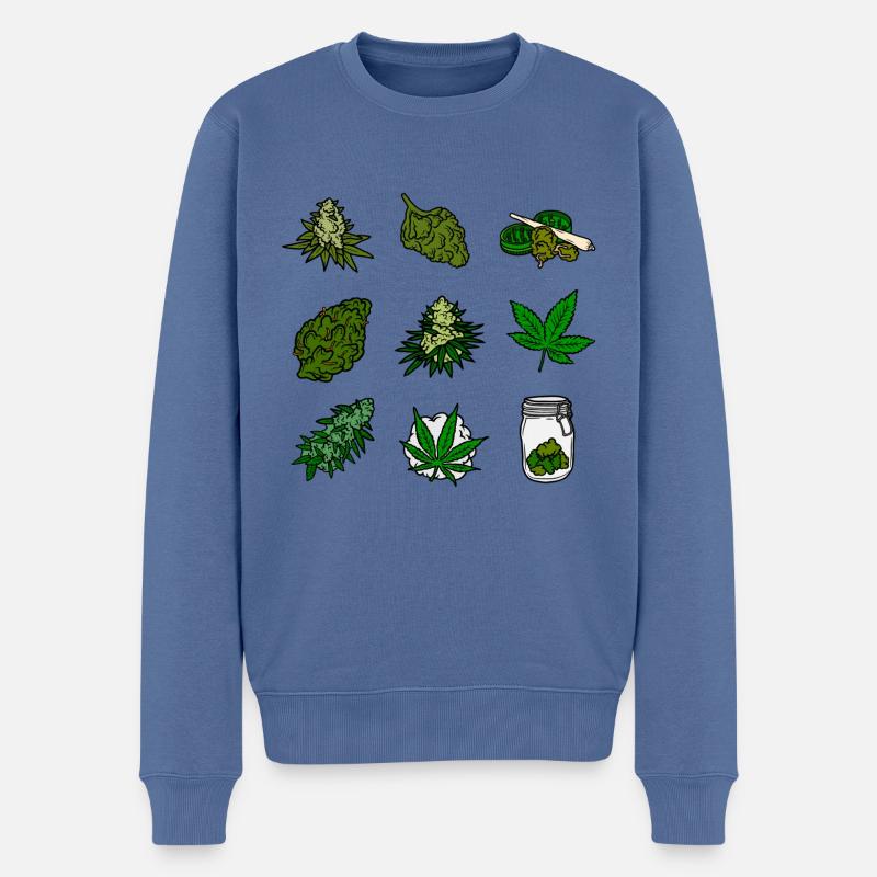 Cannabis, Weed Sticker Pack - Männer Premium Bio Pullover - Taubenblau