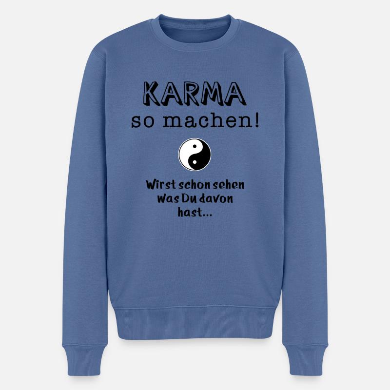 karma so machen - Männer Premium Bio Pullover - Taubenblau