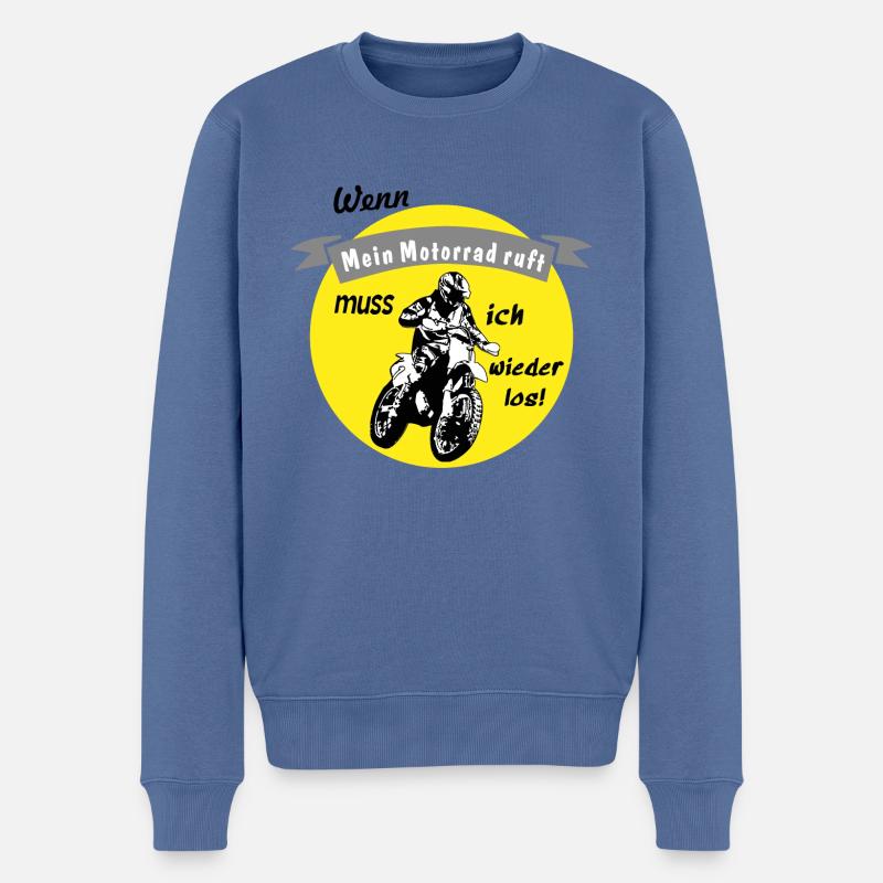 mein motorrad ruft - Männer Premium Bio Pullover - Taubenblau