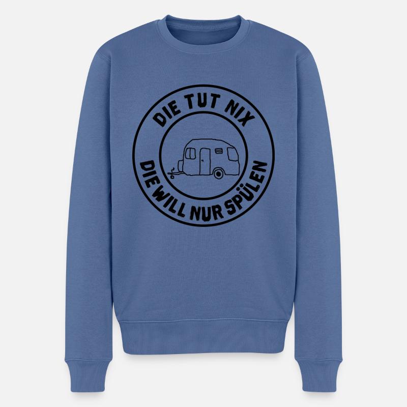 die tut nix wohnwagen - Männer Premium Bio Pullover - Taubenblau