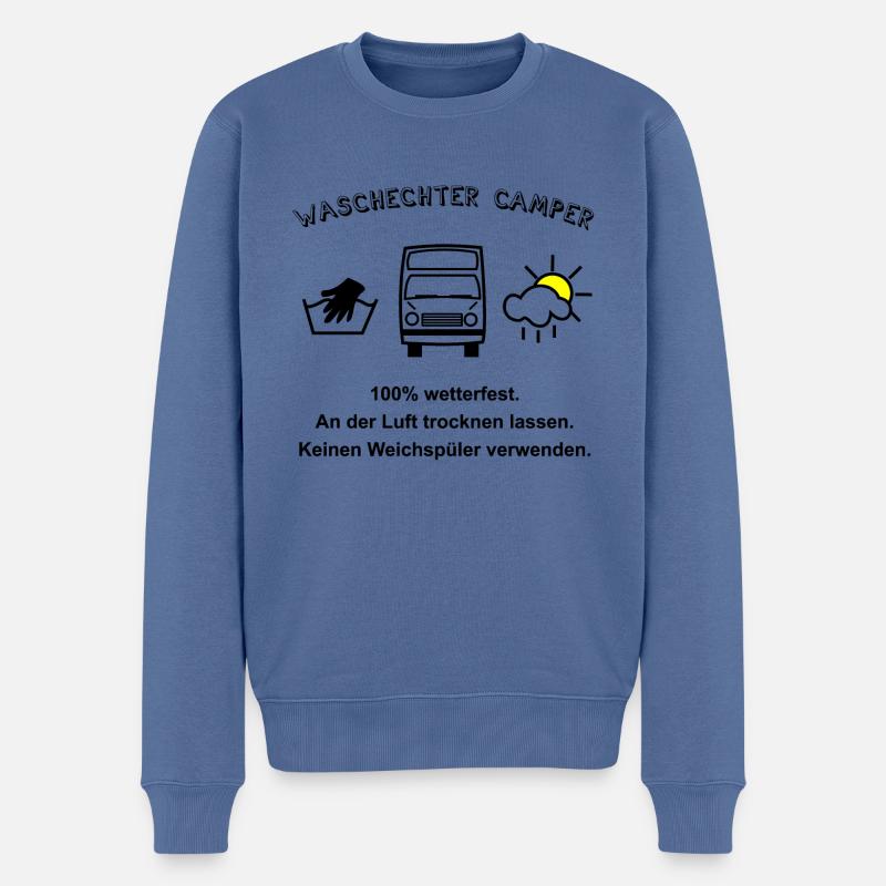 waschechter camper womo - Männer Premium Bio Pullover - Taubenblau