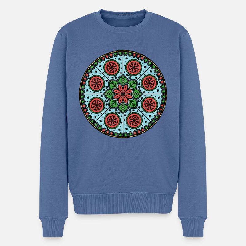 Mandala de Noël - Pull Premium bio Homme - bleu pigeon