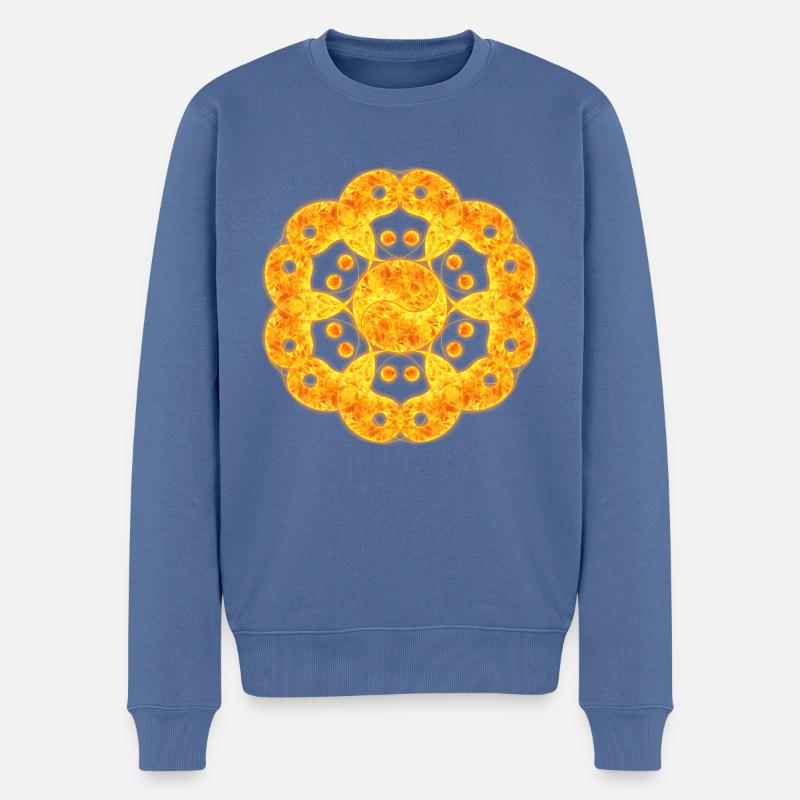 Mandala de Feu né du Yin & Yang - Pull Premium bio Homme - bleu pigeon