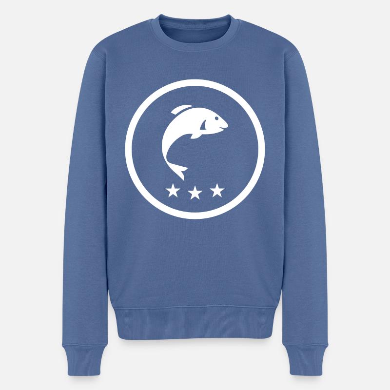 Fisch Symbol - Männer Premium Bio Pullover - Taubenblau