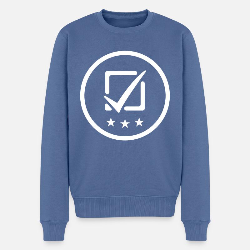 Häkchen Ankreuzen - Männer Premium Bio Pullover - Taubenblau