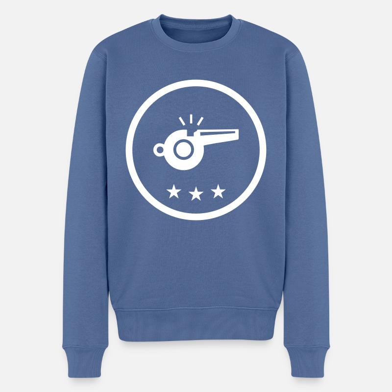 Trillerpfeife Pfeife - Männer Premium Bio Pullover - Taubenblau