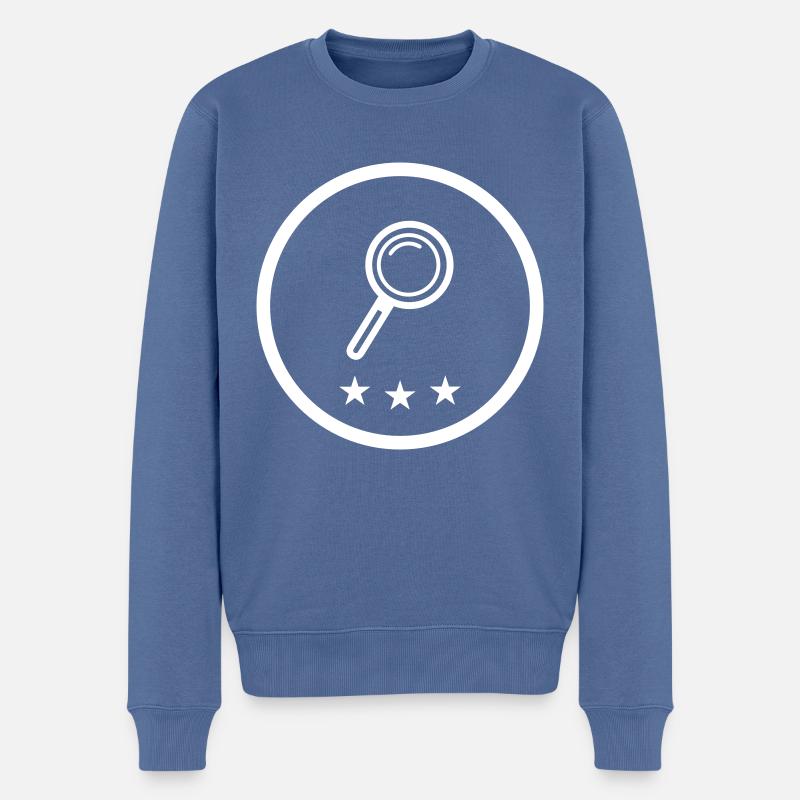 Lupe Symbol - Männer Premium Bio Pullover - Taubenblau