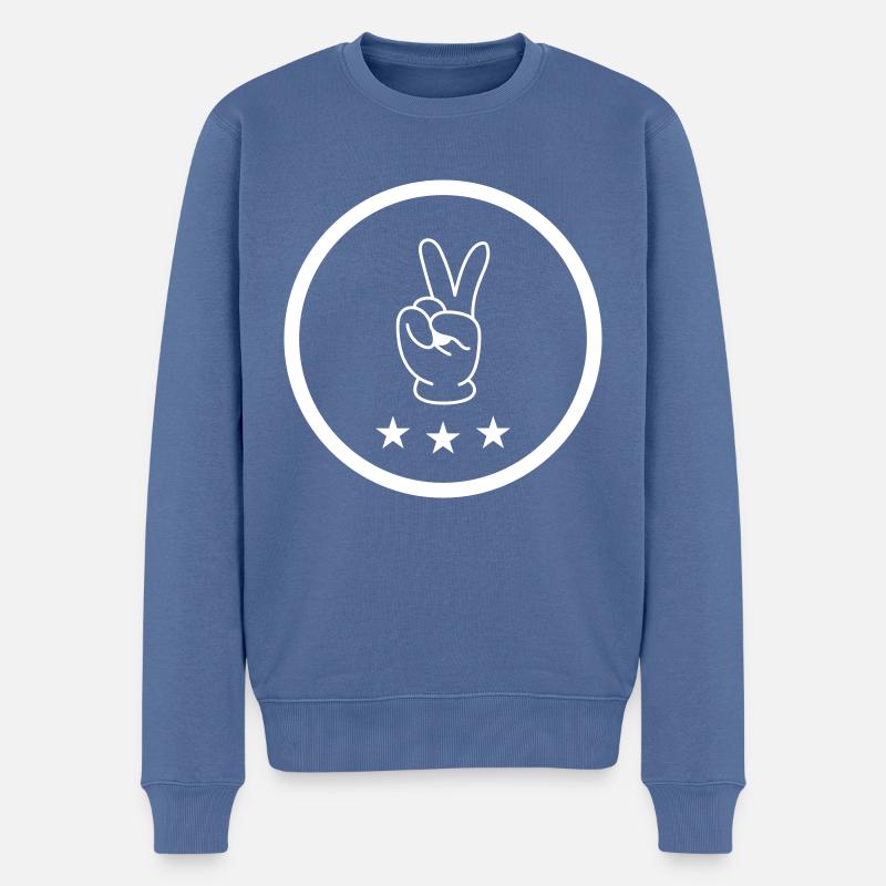 Peace Hand Comic - Männer Premium Bio Pullover - Taubenblau
