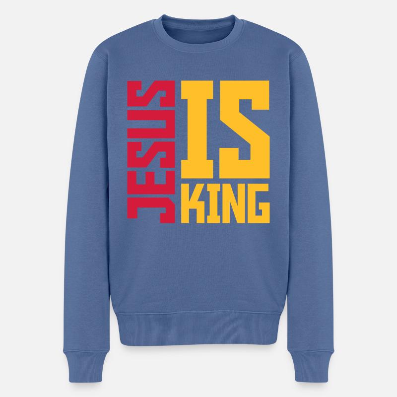 Citation de Jésus est roi - Pull Premium bio Homme - bleu pigeon