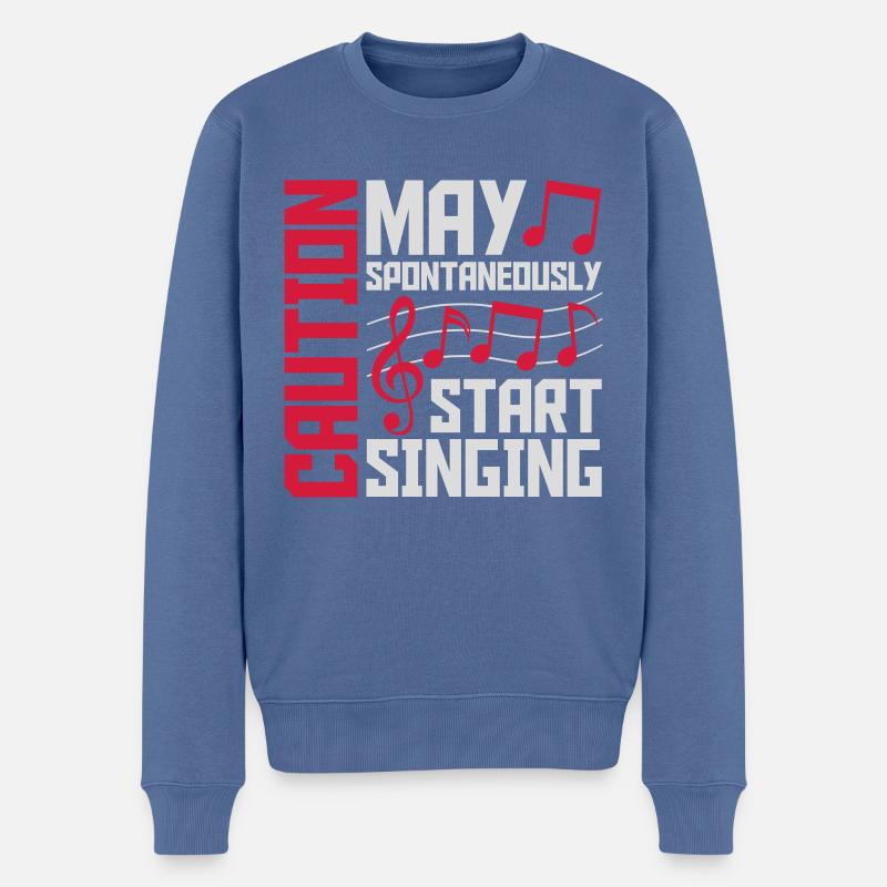 may spontaneously start singing - Men's Premium Organic Jumper - stone blue