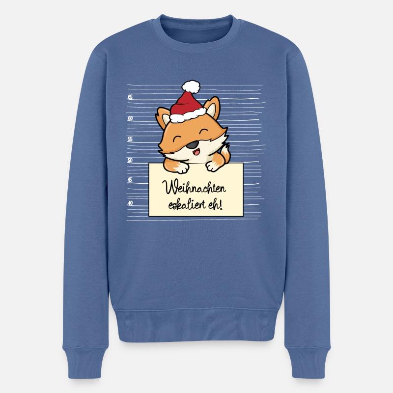 Es eskaliert eh lustige Weihnachten Fuchs - Männer Premium Bio Pullover - Taubenblau