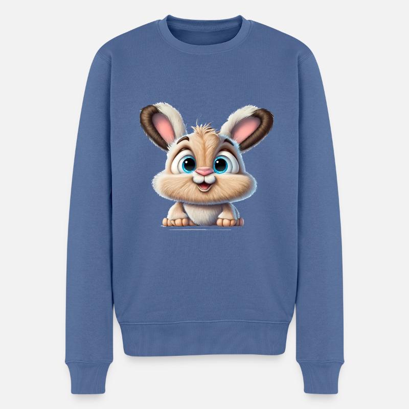 Glücklicher Hase - Männer Premium Bio Pullover - Taubenblau
