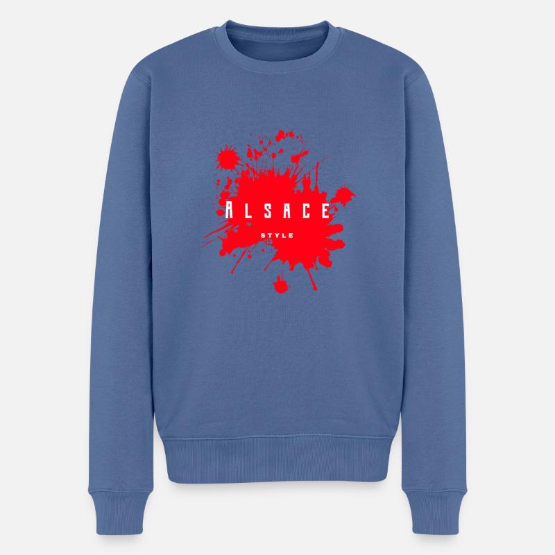 Alsace Style T-shirt logo - Pull Premium bio Homme - bleu pigeon