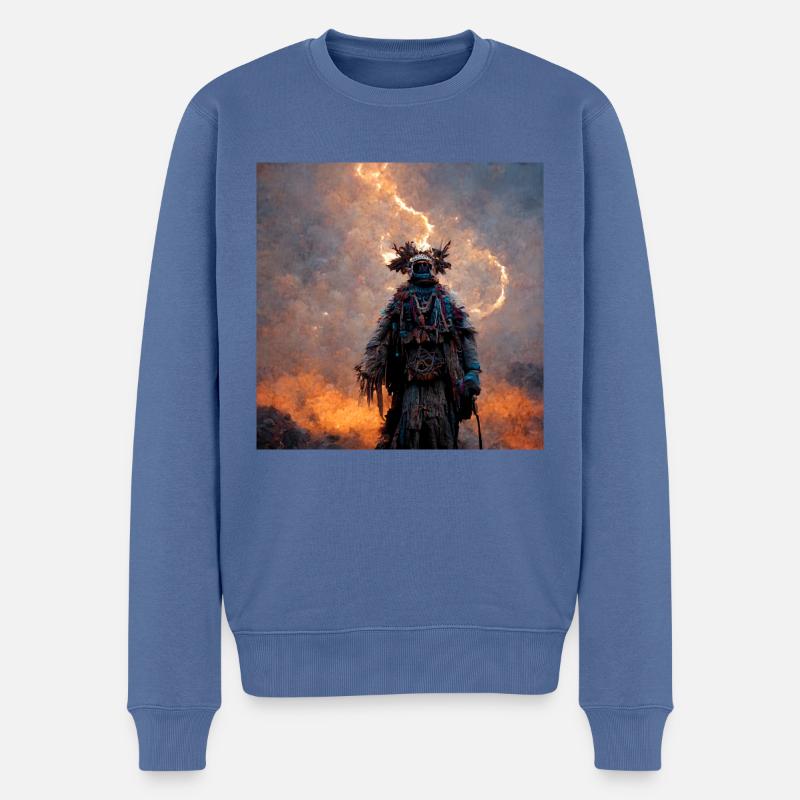 Schamane 1 - Männer Premium Bio Pullover - Taubenblau