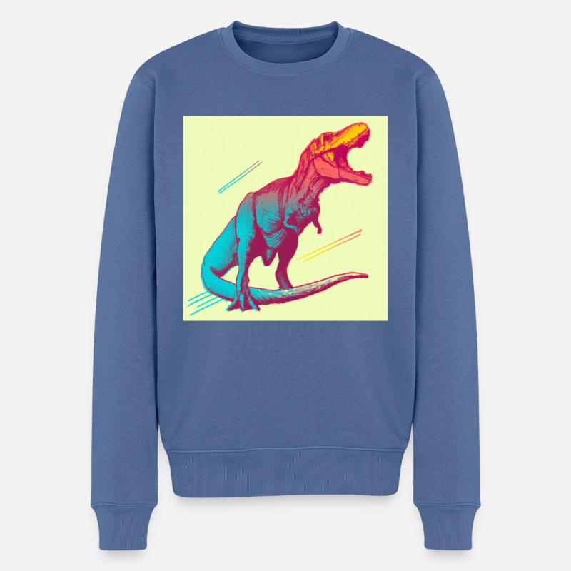 T-Rex Bunt - Männer Premium Bio Pullover - Taubenblau