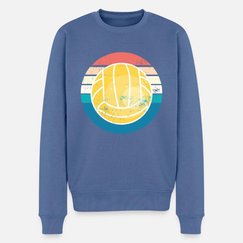 Volleyball Retro - Männer Premium Bio Pullover - Taubenblau