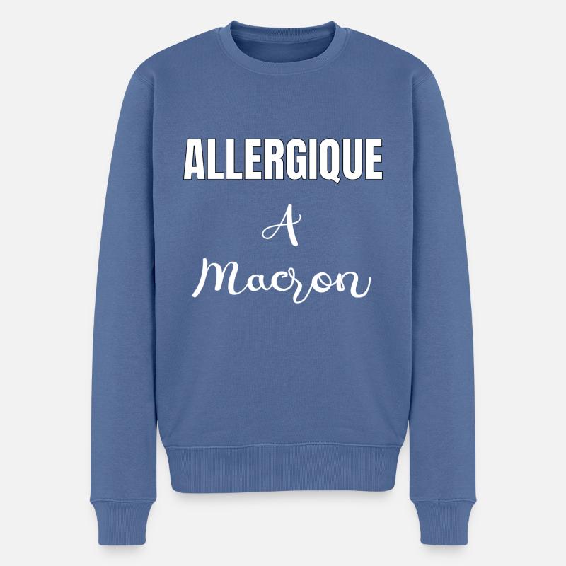 Allergique à Macron - Pull Premium bio Homme - bleu pigeon