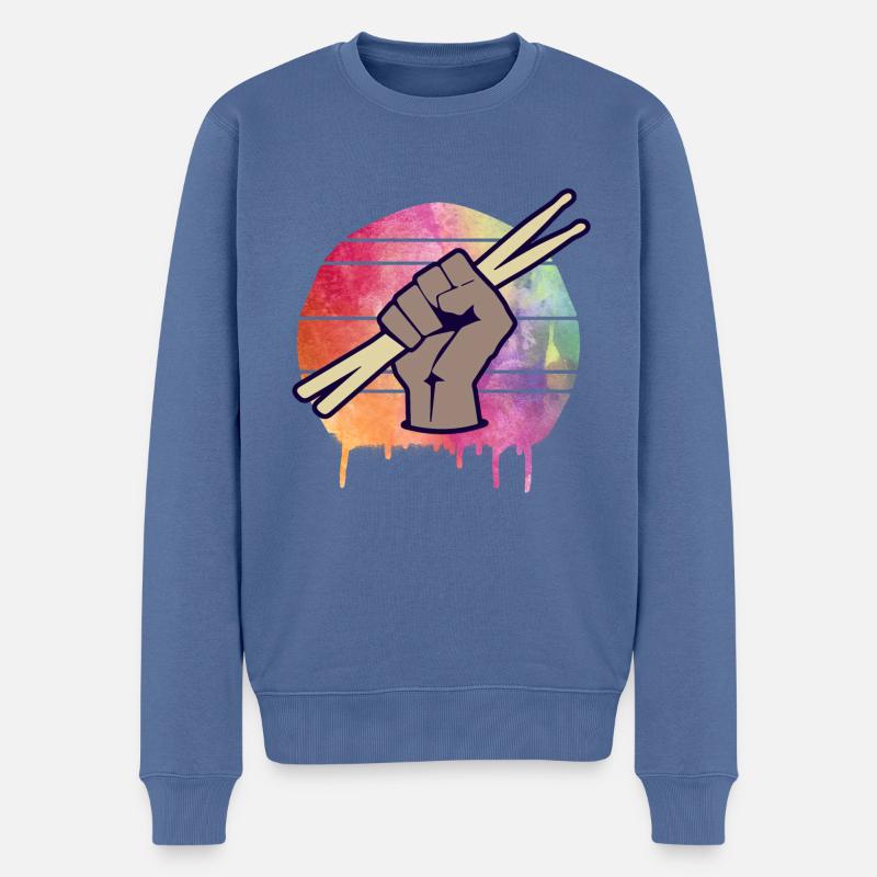 Drummer Schlagzeuger - Männer Premium Bio Pullover - Taubenblau