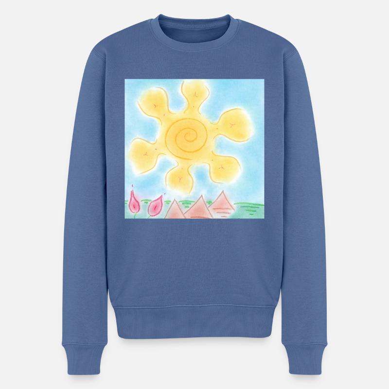 SONNE AUF PYRAMIDEN - Männer Premium Bio Pullover - Taubenblau