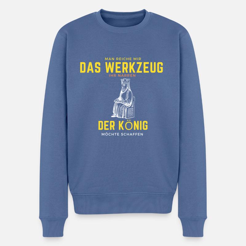 Cooles handwerker Motiv - Männer Premium Bio Pullover - Taubenblau