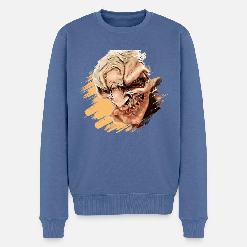 Krampus Percht Teufel 2322 - Männer Premium Bio Pullover - Taubenblau