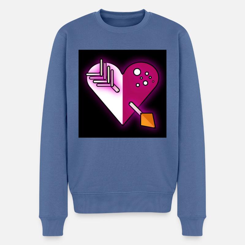 Herz - Einz - Männer Premium Bio Pullover - Taubenblau