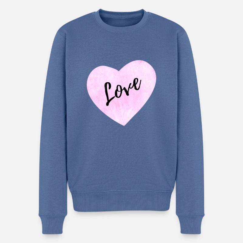 Valentinstag Herz mit LIebe - Männer Premium Bio Pullover - Taubenblau