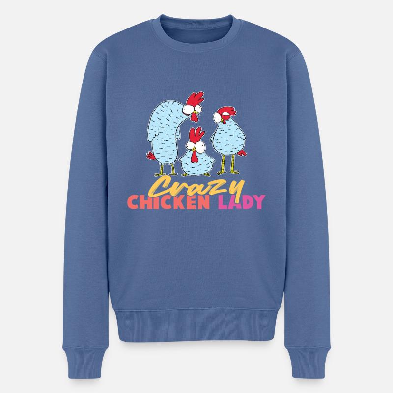 Crazy Chicken Lady - Männer Premium Bio Pullover - Taubenblau