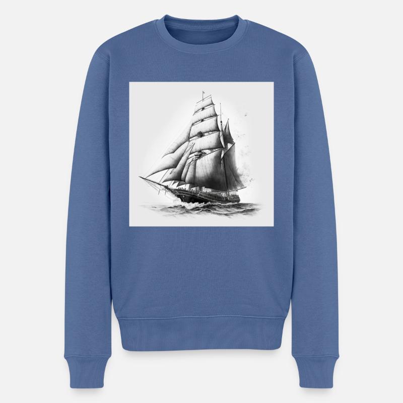 Segelschiff - Männer Premium Bio Pullover - Taubenblau