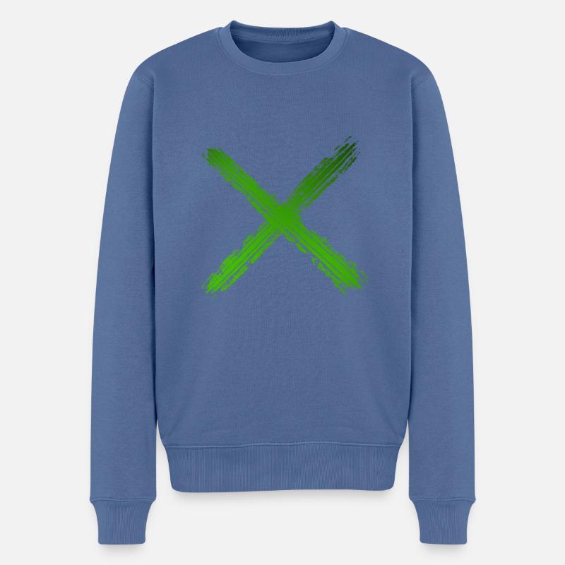 Kreuz Grün - Männer Premium Bio Pullover - Taubenblau