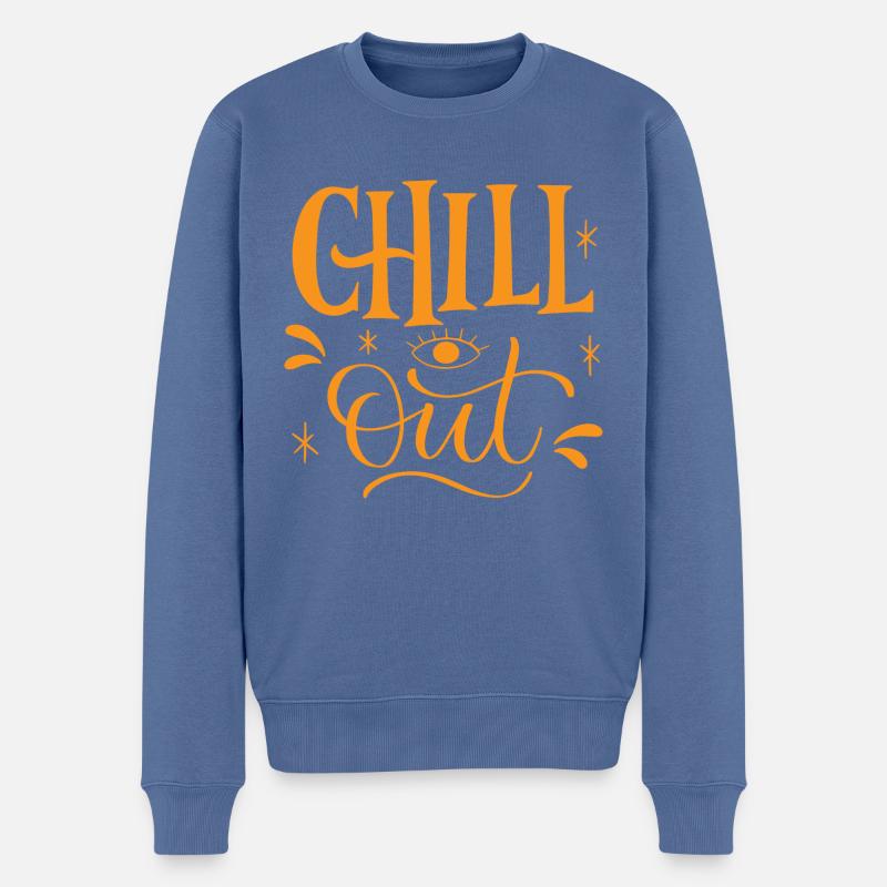 Chill Out - Männer Premium Bio Pullover - Taubenblau
