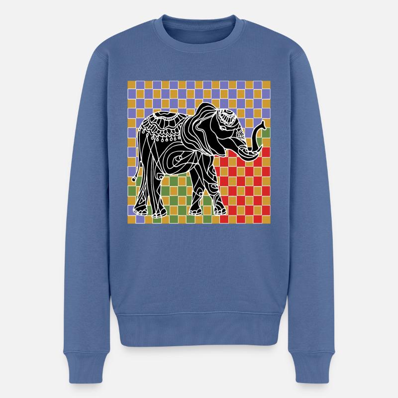 Elefant - Männer Premium Bio Pullover - Taubenblau