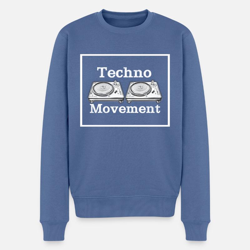 Mouvement Techno Grunge Blanc - Pull Premium bio Homme - bleu pigeon