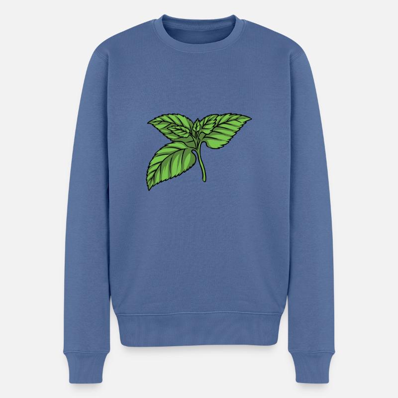 Minze Minzblatt - Männer Premium Bio Pullover - Taubenblau