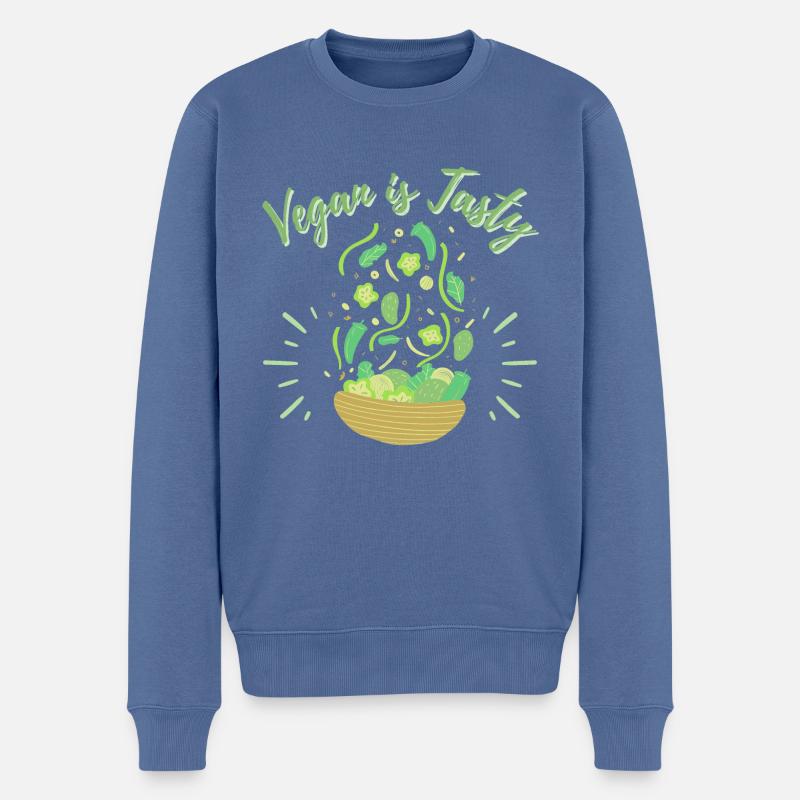 Vegan ist lecker - Männer Premium Bio Pullover - Taubenblau