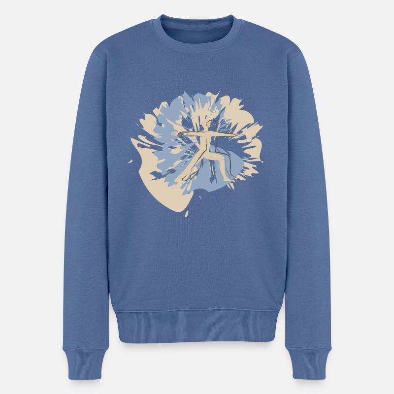 Rikles Yoga-Design - Männer Premium Bio Pullover - Taubenblau