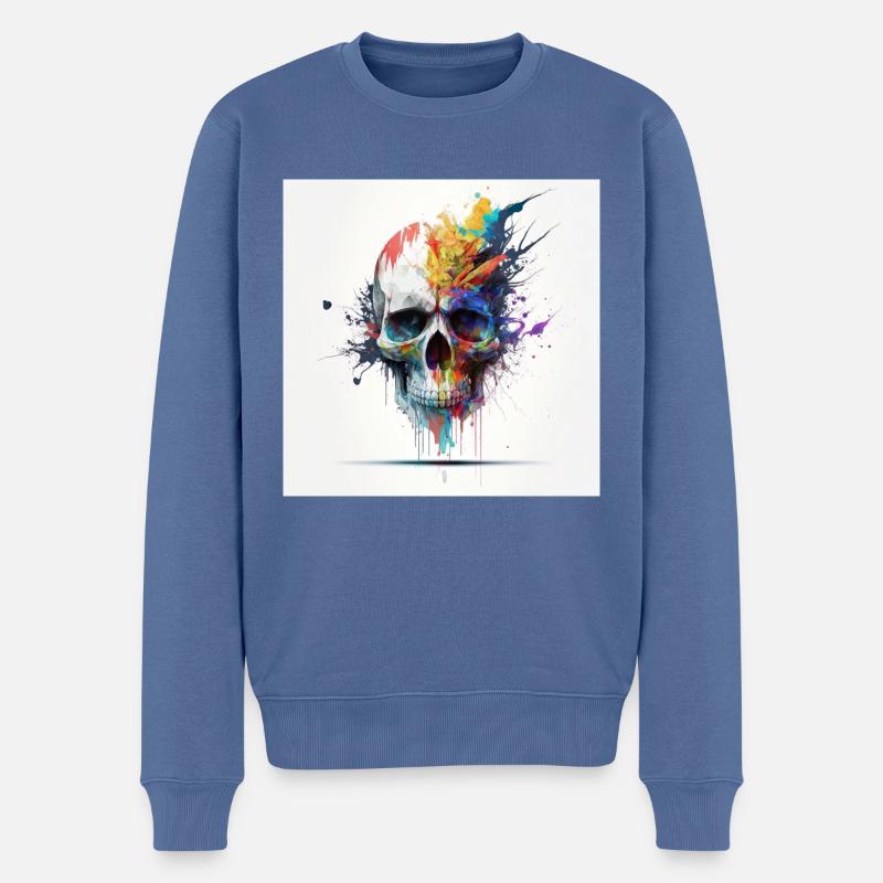 Crane abstrait n°7 - Pull Premium bio Homme - bleu pigeon