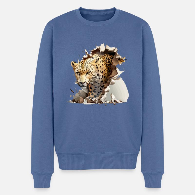 Le léopard - Pull Premium bio Homme - bleu pigeon