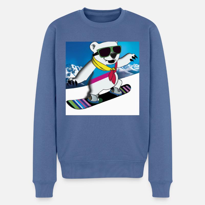 Cooler Eisbär fährt Snowboard Geschenk - Männer Premium Bio Pullover - Taubenblau