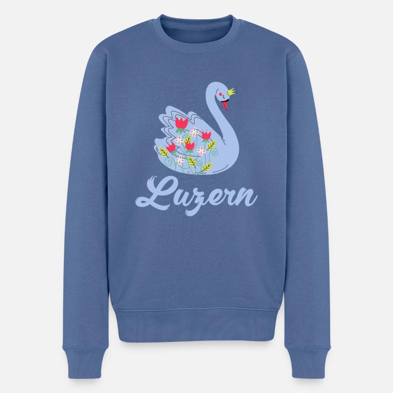 Luzern Schwan - Männer Premium Bio Pullover - Taubenblau