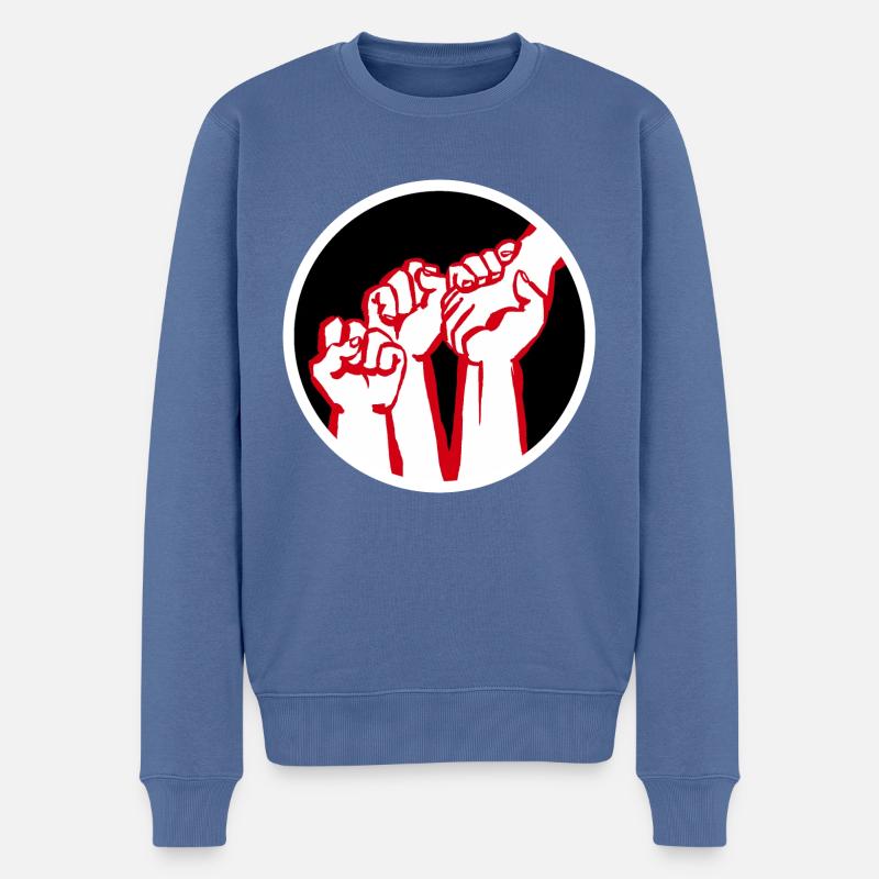 poings2b - Pull Premium bio Homme - bleu pigeon