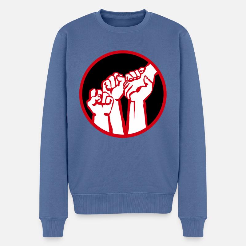 fäuste2c - Männer Premium Bio Pullover - Taubenblau