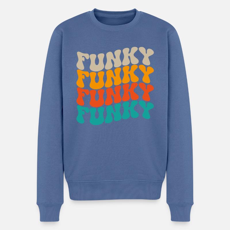 Funky Vintage - Männer Premium Bio Pullover - Taubenblau