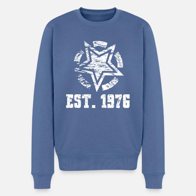 Millésime 1976 - Pull Premium bio Homme - bleu pigeon