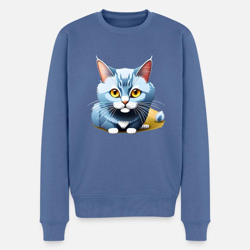 Blaues Kätzchen - Männer Premium Bio Pullover - Taubenblau